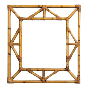 Italian Modern, Bamboo, Glass, Wall Mirror, Italy, 1950s