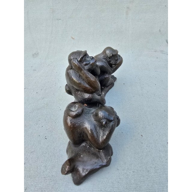 Traditional 1960s Bronze Monkey Sculpture For Sale - Image 3 of 8