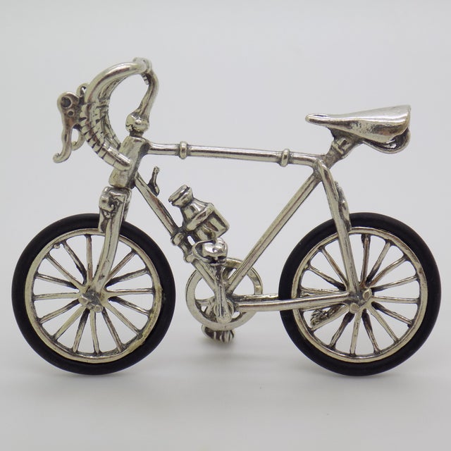 Vintage Italian Handmade Genuine Silver Sport Bicycle Figurine, 1980s For Sale - Image 10 of 10