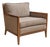 The Vintage Mid Century Walnut Lounge Chair in Textured Beige Upholstery For Sale