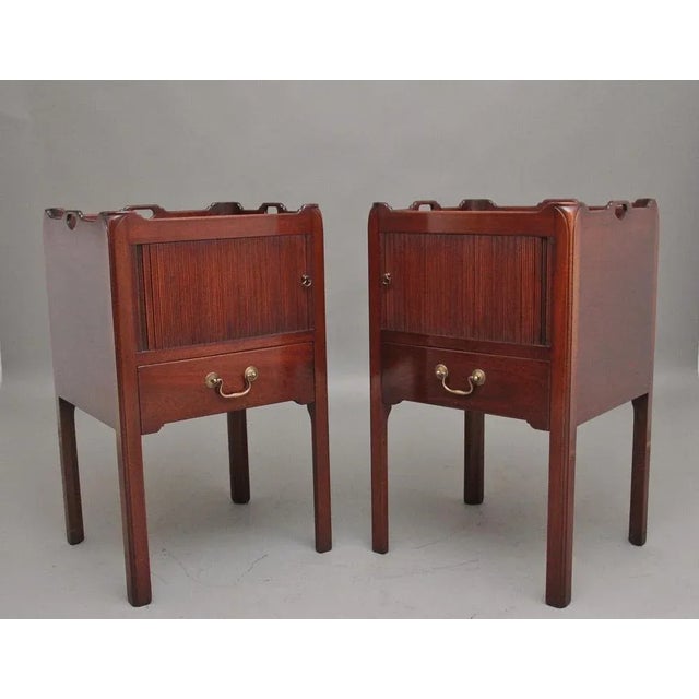 Georgian Mahogany Tray Top Bedside Cabinets, 1960s, Set of 2 For Sale - Image 9 of 10