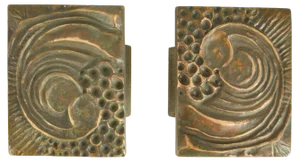 Architectural Bronze Square Push Pull Door Handles with Organic Relief, 1970s, Set of 2