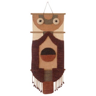 Mid-Century Wool Owl Wall Hanging For Sale