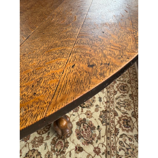 Antique Oak Pedestal Table With Clawfeet For Sale - Image 4 of 14