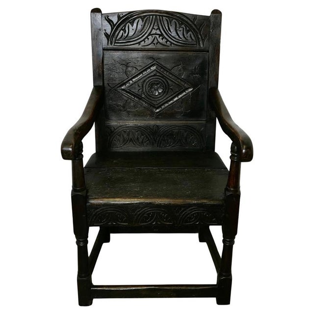 Antique Oak Wainscot Chair, 1700s For Sale - Image 9 of 9
