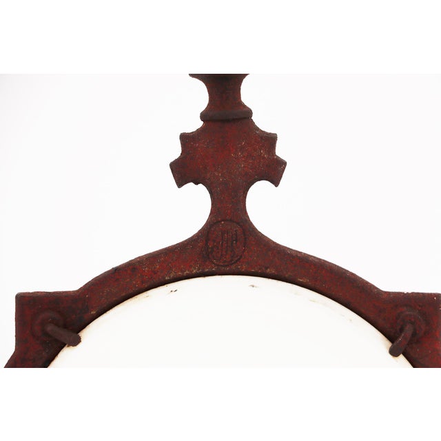 Exquisite Cast Iron Chamberstick With Porcelain Reflector, French, 19th Century For Sale - Image 6 of 17