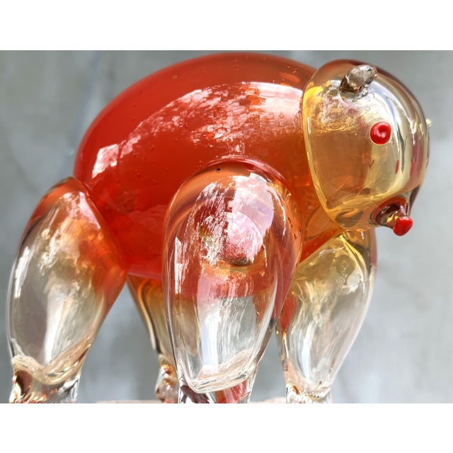 Glass Italian Murano Style Amber Red Glass Bear Sculpture, 1950s For Sale - Image 7 of 18