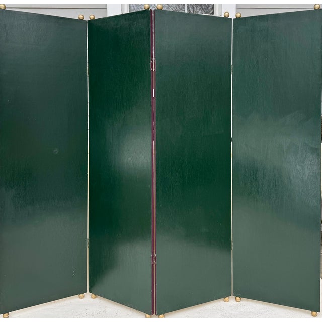 Hand-Painted Four Panel Wood Screen Trompe L’Oeil Topiaries For Sale - Image 11 of 11