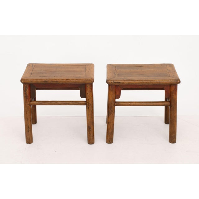 Chinese Pair of Chinese Elm Side Tables For Sale - Image 3 of 10
