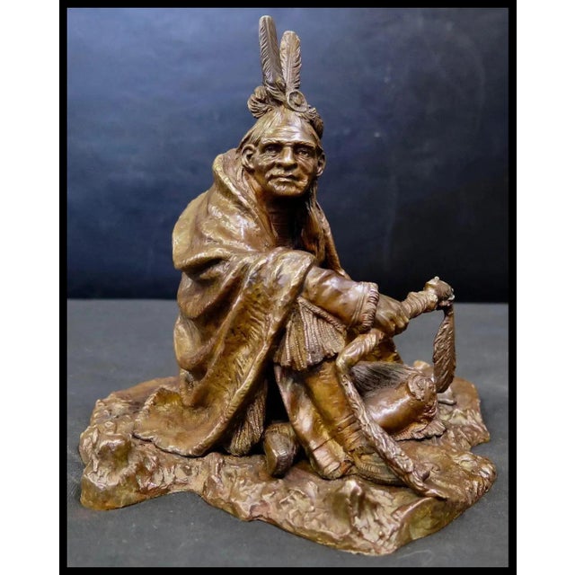 Figurative Vintage American Indian Bronze, by Carl Kauba For Sale - Image 3 of 8