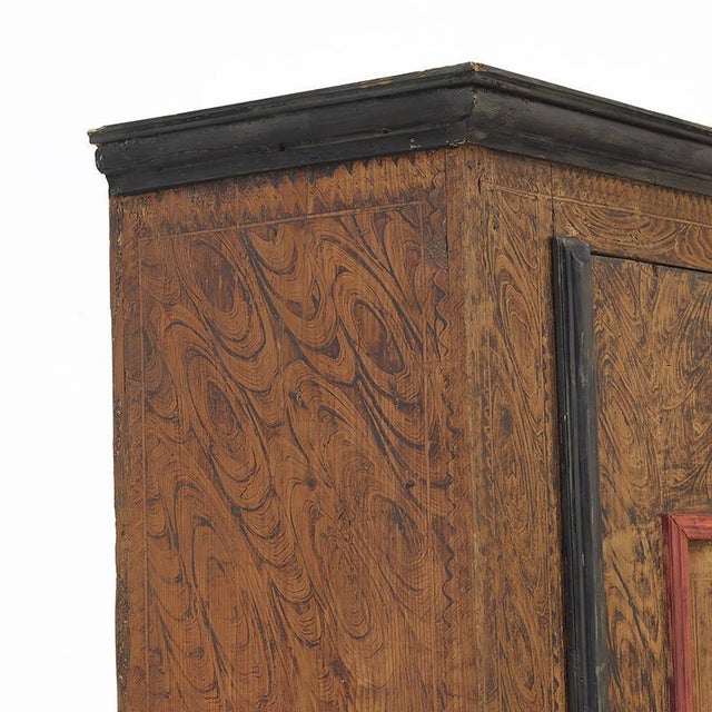 Antique Rustic Farmhouse Primitive Folk Art Painted Cabinet For Sale - Image 10 of 14