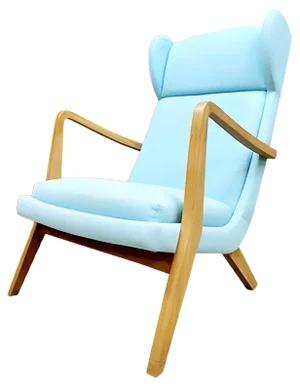 Vintage Danish Blue Wingback Lounge Chair, 1960s