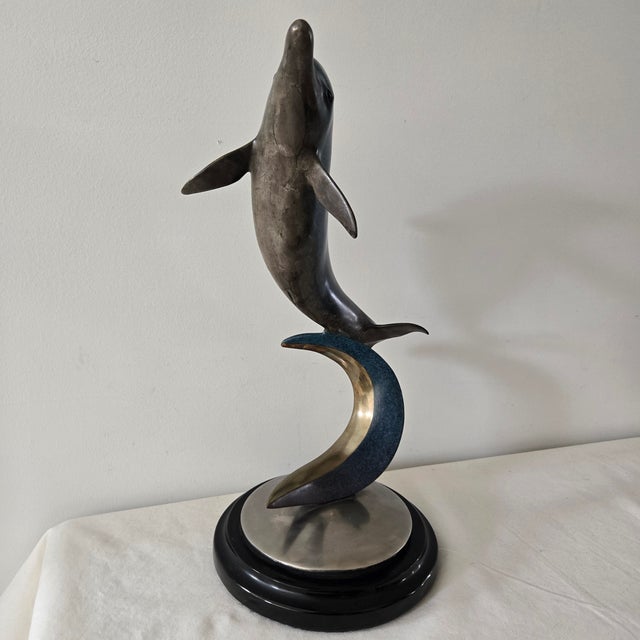 Dale J Evers Dolphin Sculpture Sky Dance II Signed and Numbered 29/250 Centerpiece Art Approximate Measurements: 18" H...