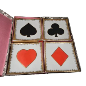 Vintage Napco Plate Set Hearts Clubs Spades Diamonds, Original Box