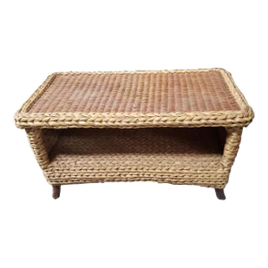 1970s Vintage Banana Leaf, Rattan and Wicker Coffee Table