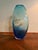 Vintage Handblown Open Center Blue Art Glass Sculptural Vase With Bubbles For Sale - Image 4 of 7