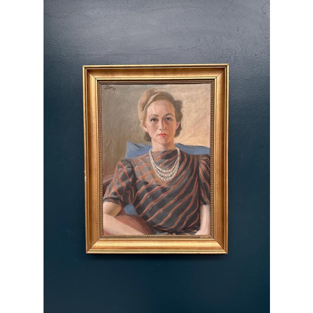 Lenné, Portrait of Lady, 1939, Oil Painting on Canvas, Framed For Sale - Image 8 of 14