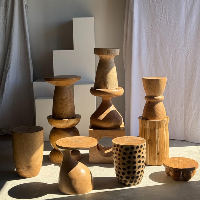 Minimalist Ottoman or Side Table with Ball Legs in Teak, 1980s For Sale - Image 10 of 11