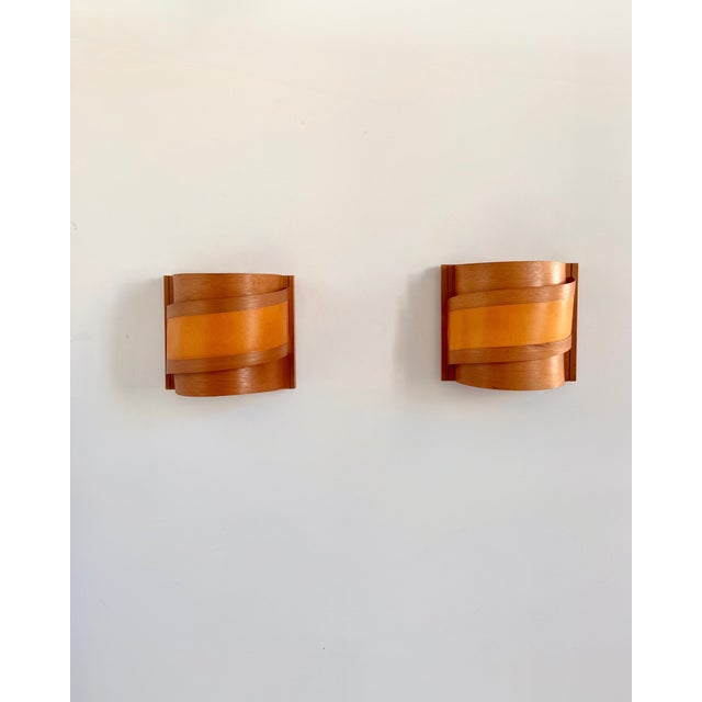 Vintage Pine Slat Wall Sconces, Sweden, 1970, Set of 2 For Sale - Image 6 of 8