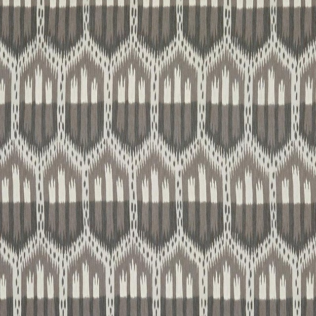 Sample- Schumacher Bukhara Ikat Fabric in Linen For Sale