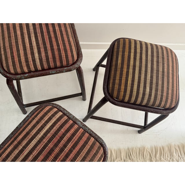 Maroon Mid 20th Century Pair of Industrial Stools From Portugal For Sale - Image 8 of 8