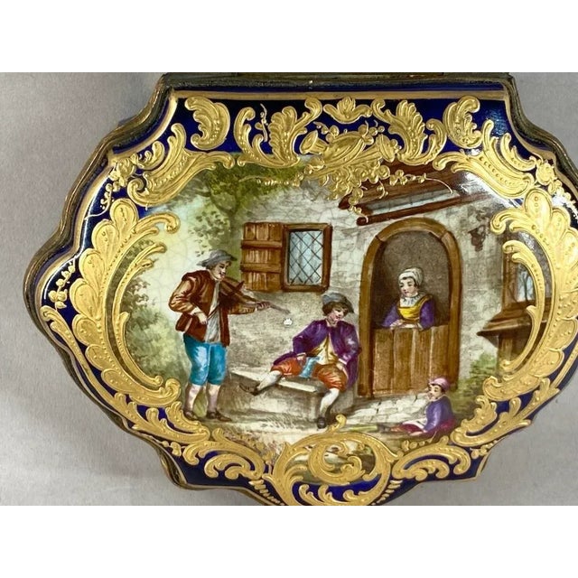 19thC French Sevres Royal Blue Gold Porcelain Box For Sale - Image 9 of 15