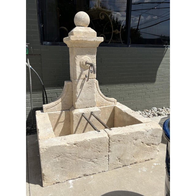 More information coming soon… Hand-carved in Provence, from 14 pieces of limestone, this French fountain features a single...