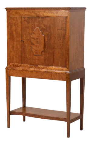 1918 Swedish Grace Period Inlaid Neoclassical Cabinet A. B. Nordiska Kompaniet Attributed to Carl Bergsten