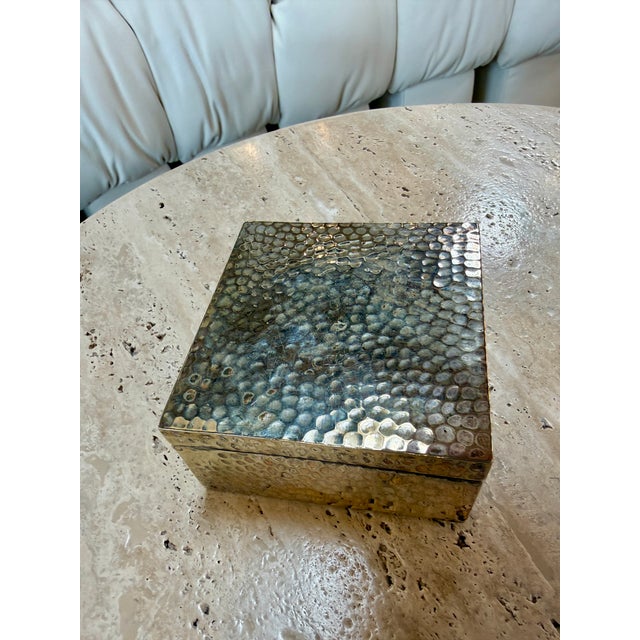 Vintage Italian Hammered Brass Decorative Box For Sale In Los Angeles - Image 6 of 8