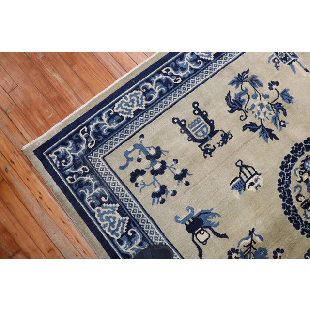 Early 20th Century Early 20th Century Zabihi Collection Rare Slate Blue Chinese Square Rug - 6' x 6'1" For Sale - Image 5 of 8