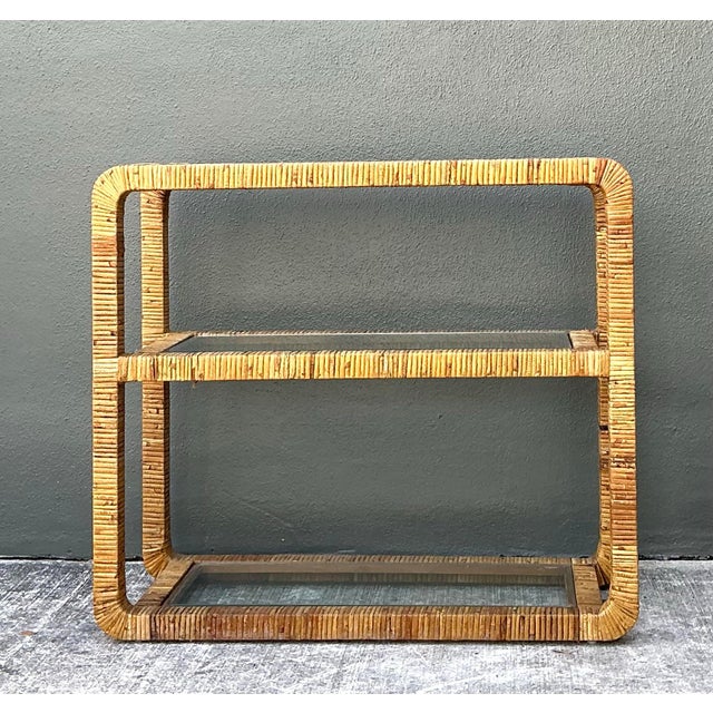 Vintage Wrapped Rattan Low Etagere For Sale - Image 10 of 12
