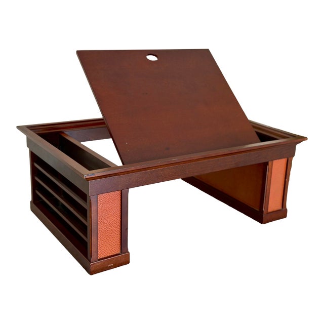 Vintage MCM Mid Century Modern Adjustable Reading Table Bed Desk Breakfast Tray Magazine Rack Sculptural Wood Laptop Stand For Sale