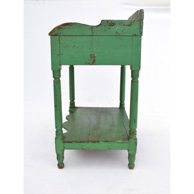 Antique Two Tier Wash Stand, Dovetail Joinery, Original Green Paint For Sale - Image 10 of 15