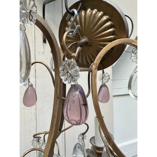 Metal 1930s Petite Brass and Crystal Chandelier For Sale - Image 7 of 7