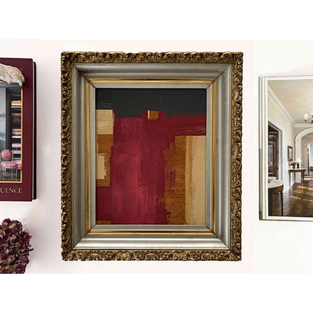 2020s “Desire” Black Abstract Art in Vintage Frame, Transitional Living Room Art by JTS For Sale - Image 5 of 11