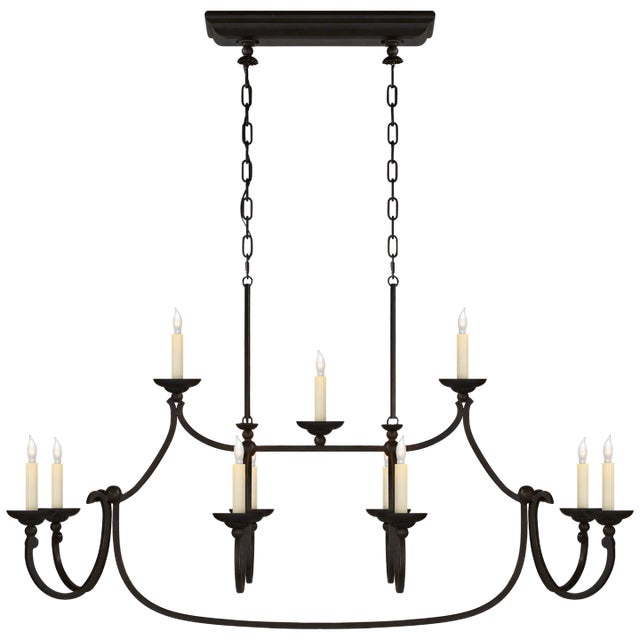 Flemish Large Linear Pendant in Aged Iron Designer: Chapman & Myers Fixture Height: 28" Extension: 20" Canopy: 6" x 19"...