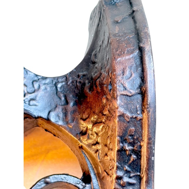 1920s Storybook Outdoor Porch Light in Antique Copper Finish With Original Amber Glass Shade #2626 For Sale - Image 4 of 7
