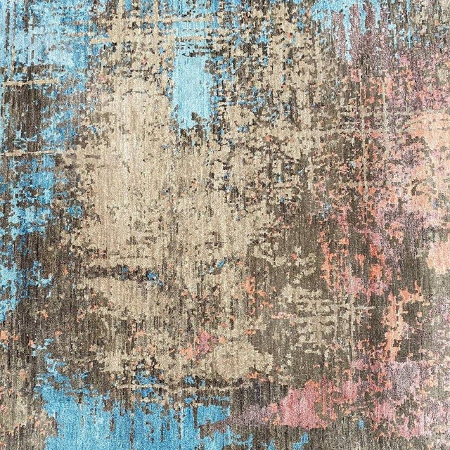 Salmon Handwoven Modern Abstract Area Rug 4x6 For Sale - Image 8 of 10