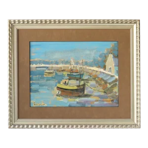 Signed French Seascape Painting