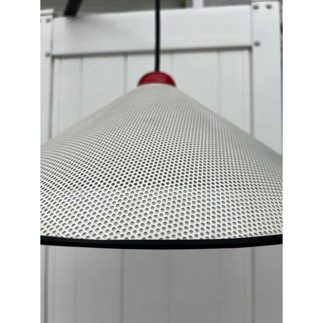 Postmodern Perforated Pendant Light in the Style of Ron Rezek or Mathieu Matégot For Sale In Los Angeles - Image 6 of 10