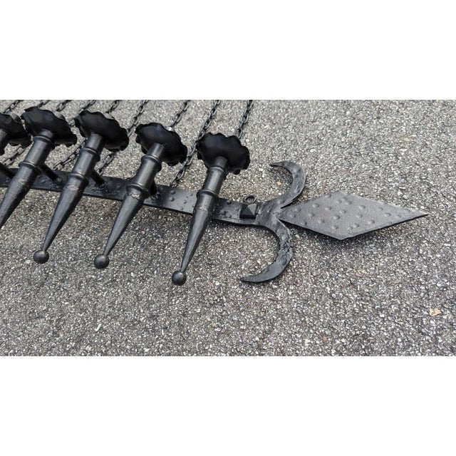 Hand Forged Wrought Iron 9 Light Wall Sconce Gothic Candelabra Spanish Revival For Sale In Orlando - Image 6 of 17
