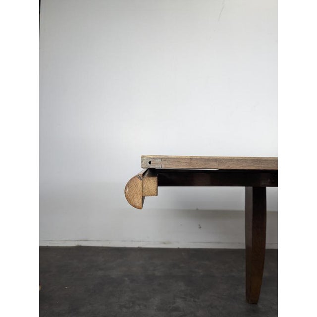 Extendable Oak Table with a Cube Marquetry Top, 1940s For Sale - Image 8 of 10