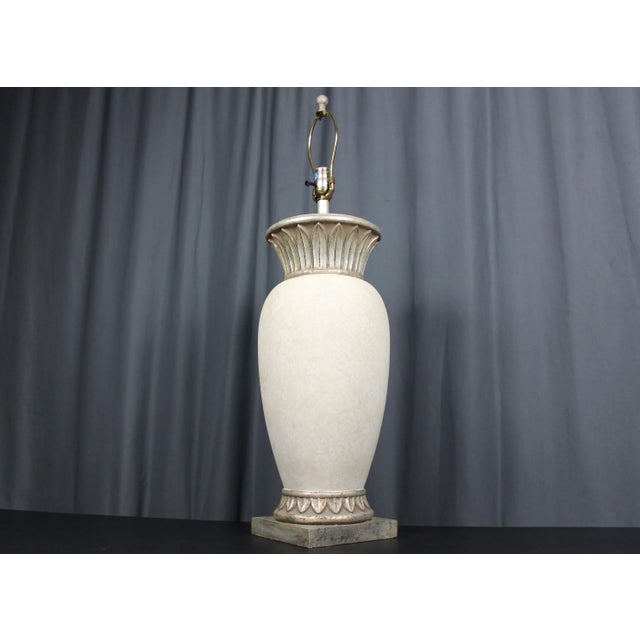 Large scale table lamp by Fine Arts Lamps of Hialeah, Florida, original sticker on the socket. Dimensional castings and...