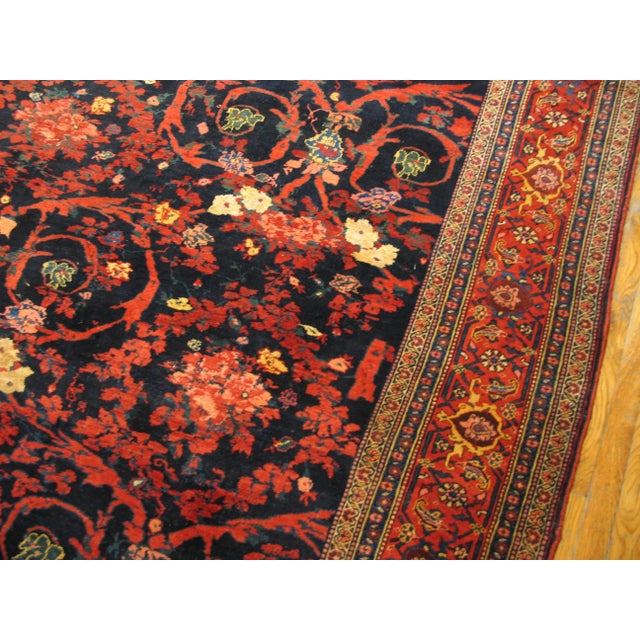 Tribal 1880s Blue Navy Mostofi Tribal Hand Knotted Antique Persian Bijar Rug 9'3" X 20'3" Wool Carpet For Sale - Image 3 of 5