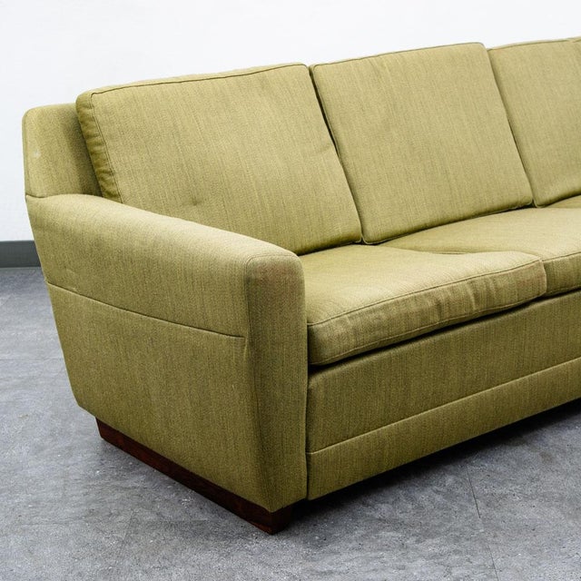 Mid Century Danish Modern Sofa Couch Rosewood Green Wood Vintage Denmark 3 Seat For Sale In Sacramento - Image 6 of 12