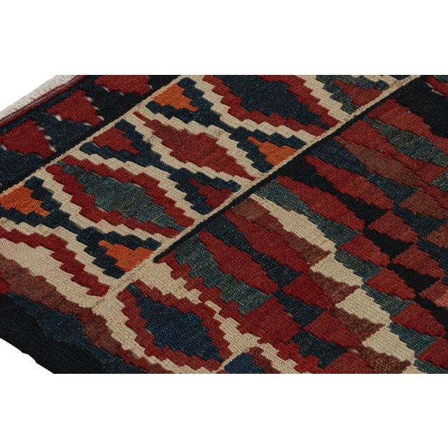 1950s Vintage Afghan Tribal Kilim With Colorful Geometric Patterns For Sale In New York - Image 6 of 7