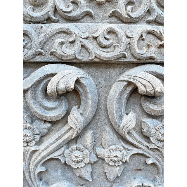 Mid 20th Century Vintage Sandstone Floral Plaque For Sale - Image 5 of 5