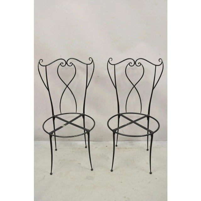 Mid 20th Century Salterini Style Mid Century Modern Scrolling Wrought Iron Side Chairs - A Pair For Sale - Image 9 of 12