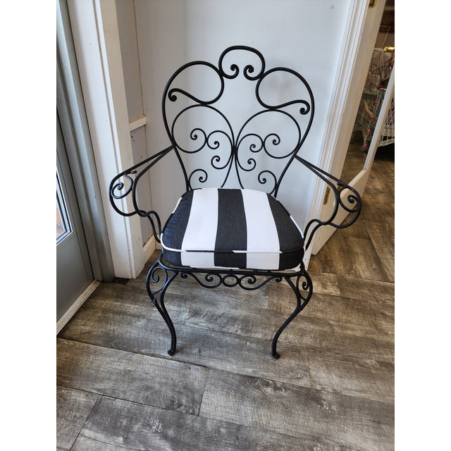 Vintage Wrought Iron Garden Armchair With Cabriole Legs For Sale - Image 15 of 15
