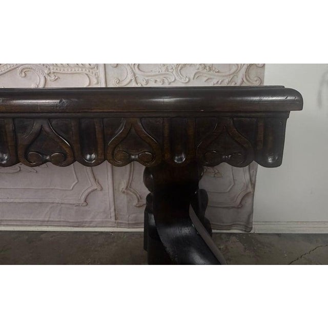 Spanish Spanish Revival Hand-Carved Walnut Console Table, Circa 1920-1940 For Sale - Image 3 of 18